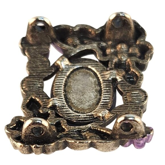 Floral Metal & Purple Gem Design Slider Beads Buckles Set Of 4 Rectangle Shape E - Picture 4 of 5